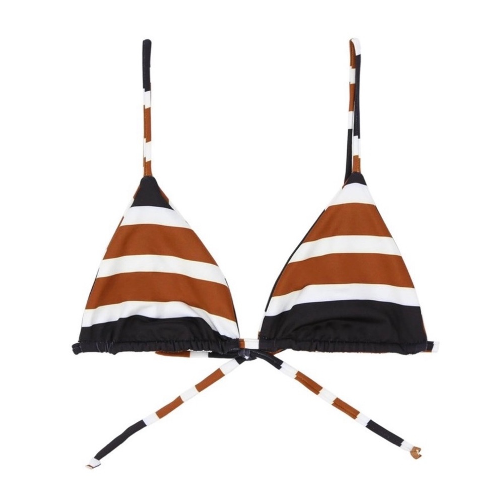 NWT Same Swim Triangle Top sz lg wt/blk/brn stripe